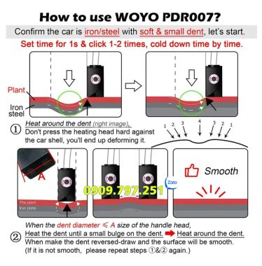 Máy gia nhiệt điện từ sửa chữa vết móp ô tô WOYO PDR007