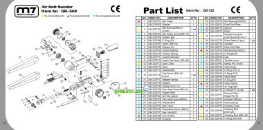 QB-322 Máy mài dây dùng khí nén 20x520mm hãng M7 Đài Loan