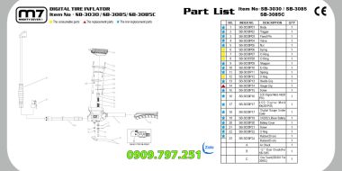 SB-3030 Đồng hồ đo áp suất lốp ô tô xe máy bằng điện tử hãng M7 Đài Loan