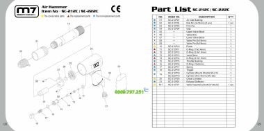 SC-0527C Bộ búa đục khí nén 7 chi tiết hãng M7 Đài Loan
