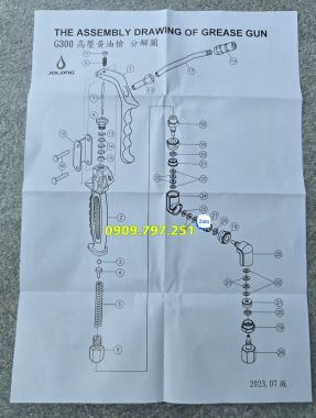 Súng bơm mỡ bò bằng khí nén Đài Loan Jolong G300