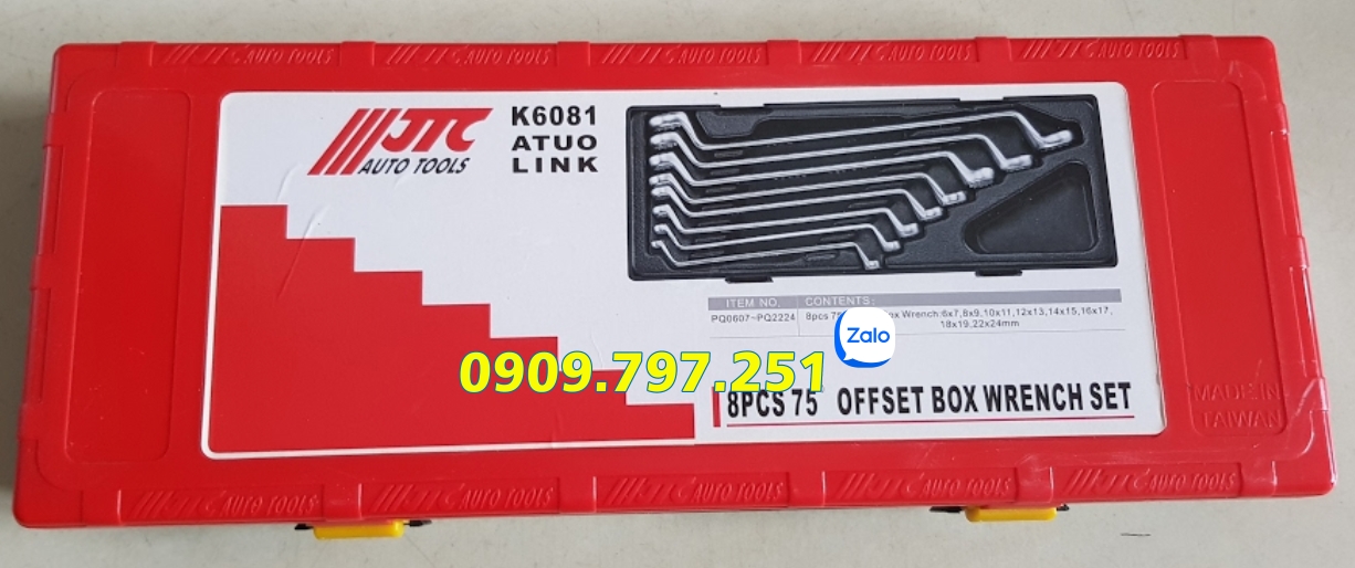 Bộ cờ lê 2 đầu vòng nghiêng 75 độ 08 chi tiết JTC K6081