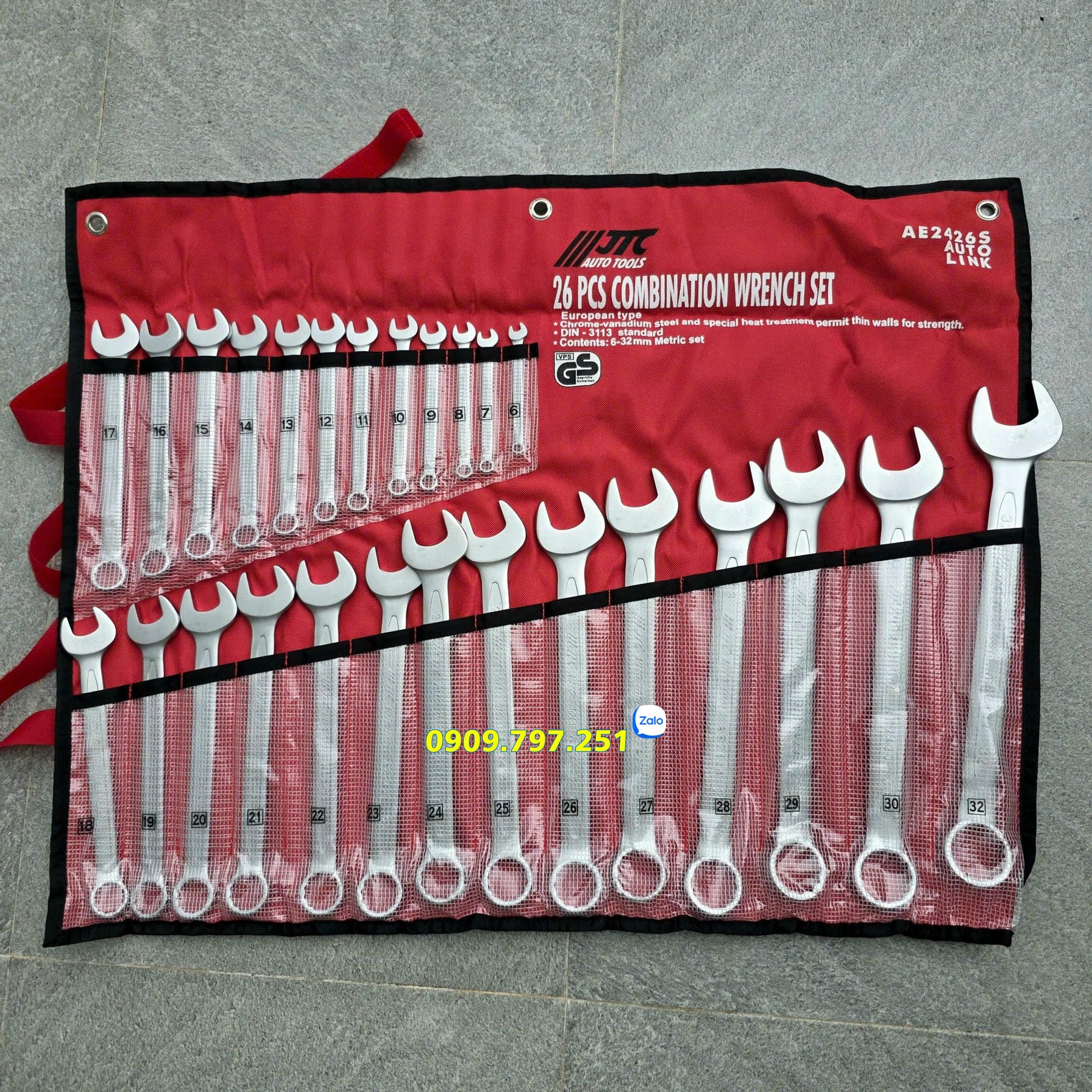 JTC AE2426S Bộ cờ lê vòng miệng 6-32mm Đài Loan