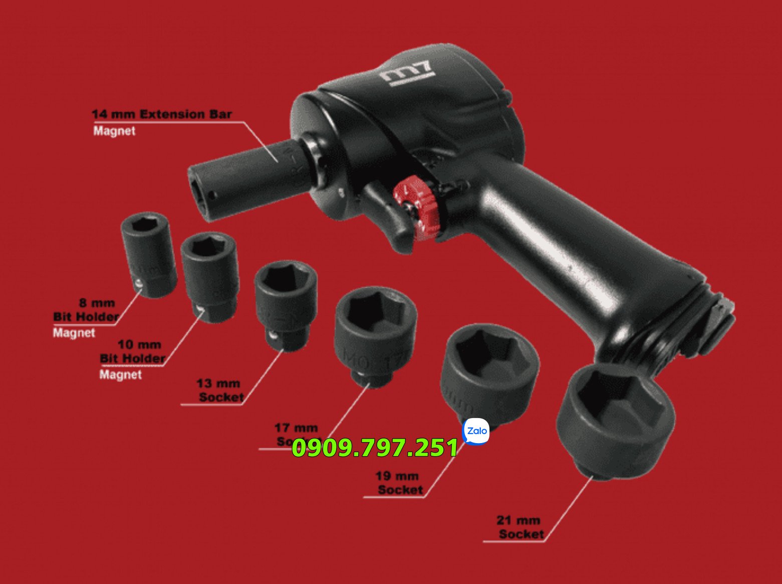 NC-4600-14KIT Bộ súng vặn ốc dùng khí nén 1-2 inch hãng M7 Đài Loan
