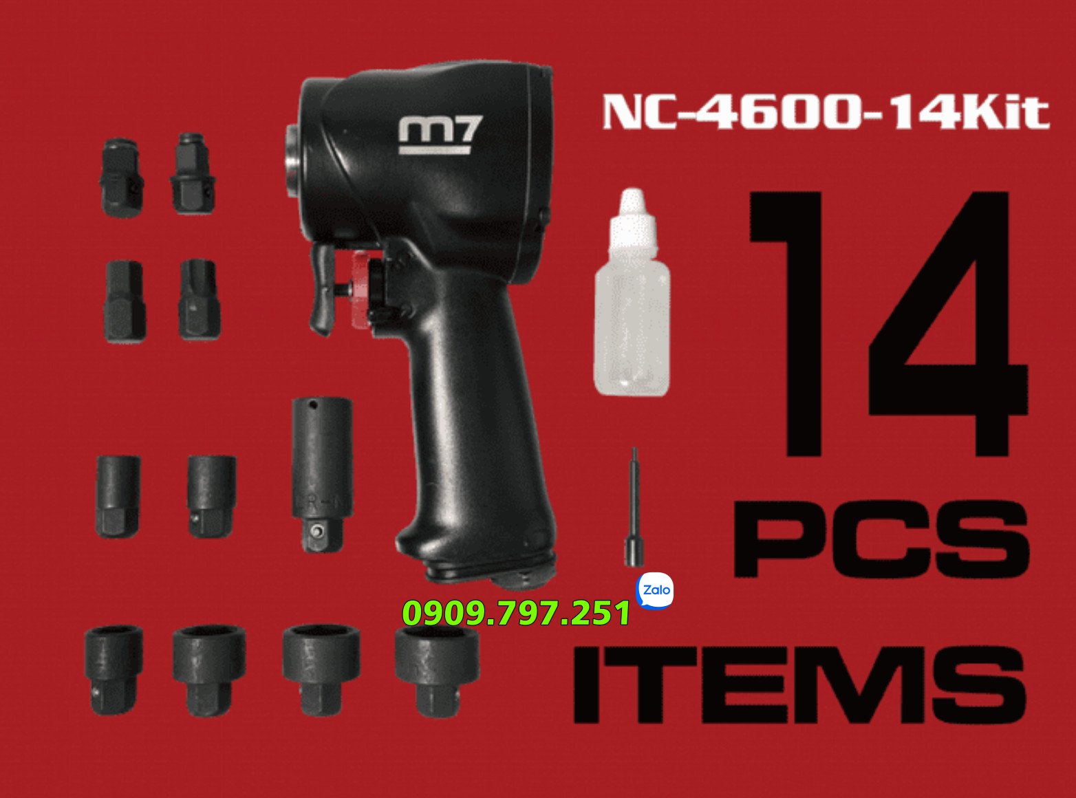 NC-4600-14KIT Bộ súng vặn ốc dùng khí nén 1-2 inch hãng M7 Đài Loan