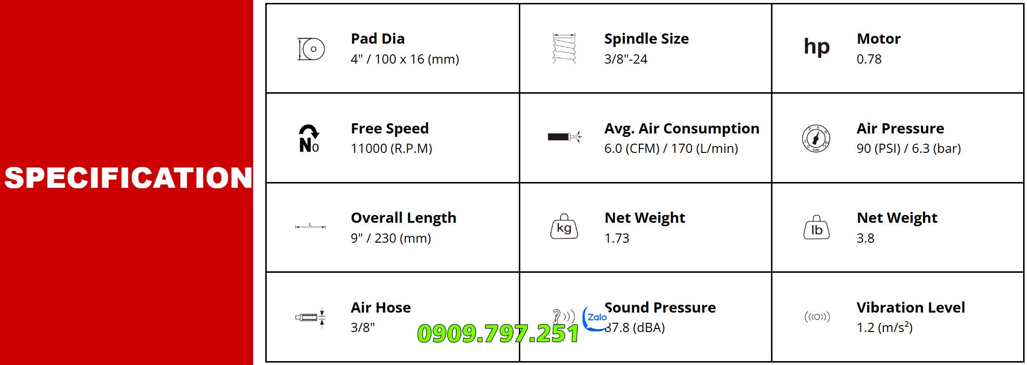 Máy mài góc 4 inch (100mm) dùng khí nén Model QB-154X hãng M7 Đài Loan