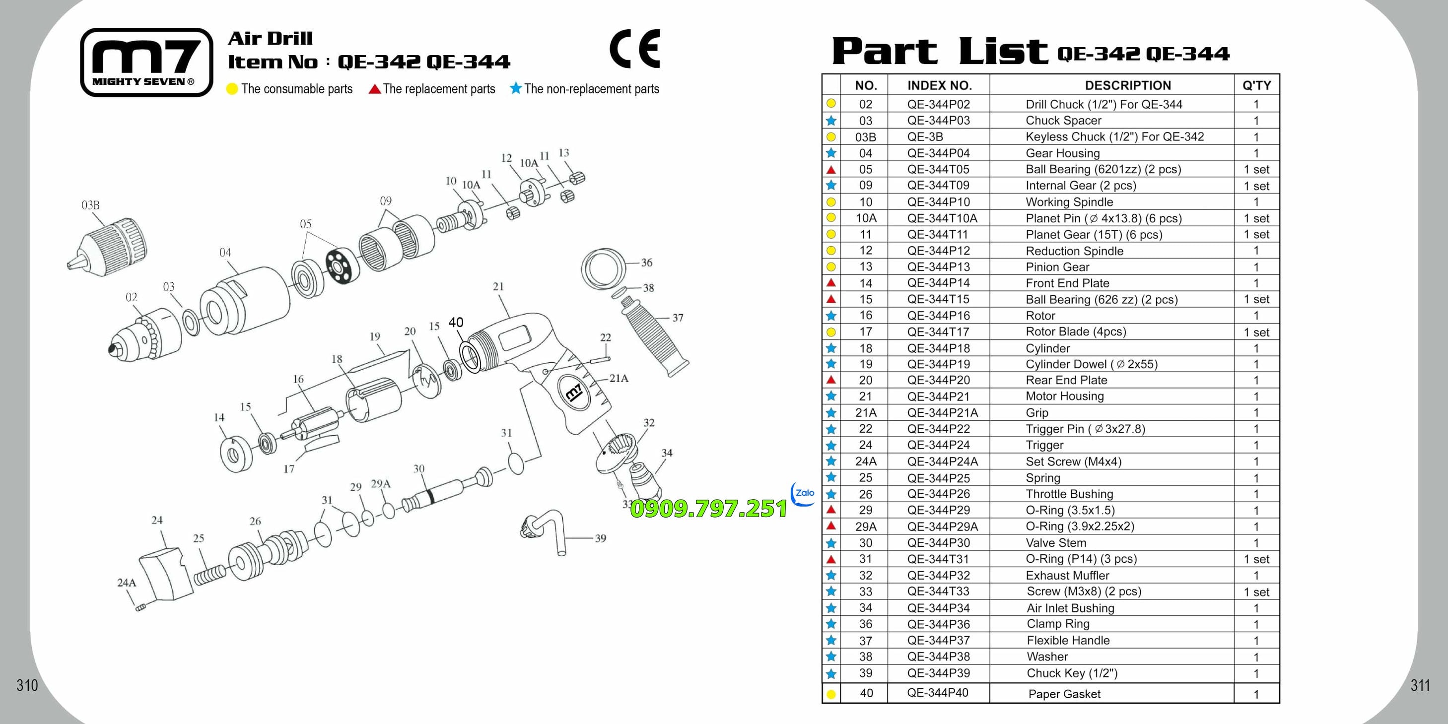QE-342 Máy khoan 1 chiều 13mm hãng M7 Đài Loan